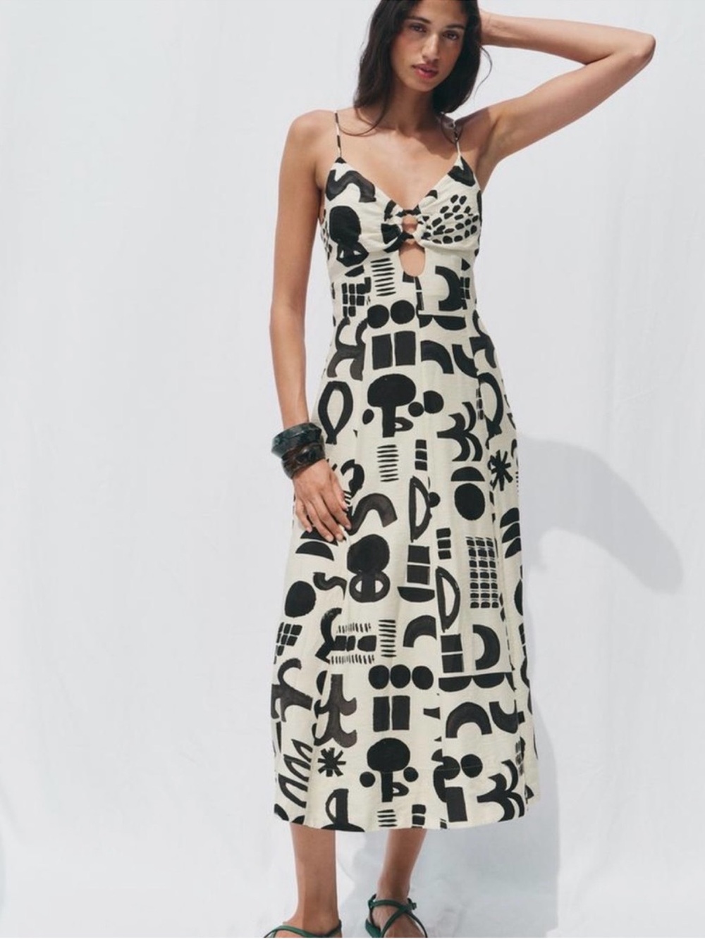 Zara Abstract Printed Cut Out Dress